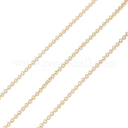 Cadenas de cable de latón, soldada, cadenas llenas de oro real de 14k, real 14k chapado en oro, link: 1.4x1x0.4 mm