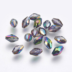 Perles d'imitation cristal autrichien, grade AAA, facette, ovale, colorées, 6x9.5mm, Trou: 0.7~0.9mm