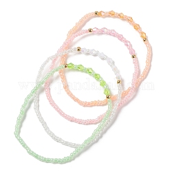 Graine de verre et bracelet extensible en perles acryliques bicône, couleur mixte, diamètre intérieur: 2-1/8 pouce (5.5 cm)