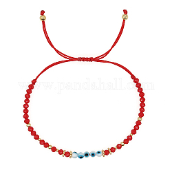 Braccialetti di perline intrecciate a lume regolabili con malocchio, rosso, 11 pollice (28 cm)