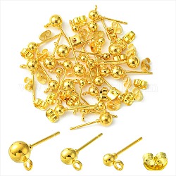 30 pezzo di risultati per orecchini a bottone in ferro di 3 dimensioni, post orecchino a sfera, con anelli orizzontali, oro, 14~16x3~5mm, Foro: 1.2~1.4 mm, ago :0.8mm, 10pcs / size