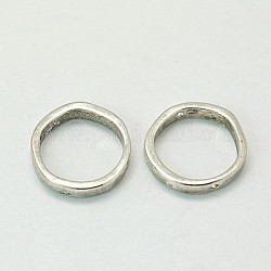 Тибетский стиль кольцо из бисера кадров, без свинца и без кадмия, античное серебро, 19x4 мм, отверстие : 1 мм