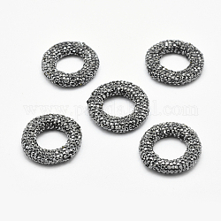 Abalorios de Diamante de imitación de arcilla polímero, buñuelo, hematites, 28~29x5~6mm, agujero: 1.5 mm