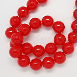 Spray Painted Glass Beads Strands, Jelly Style, Round, Red, 8mm, Hole: 1mm, about 104pcs/strand