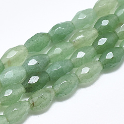 Verde naturale perline avventurina fili, sfaccettato, ovale, 8.5~9x6mm, Foro: 1 mm, circa 22pcs/filo, 8.07 pollice