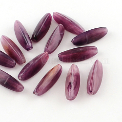 Риса имитация драгоценных камней акриловые бусины, Удлиненные овальные бусины, фиолетовые, 28x9x9 мм, отверстие : 2 мм