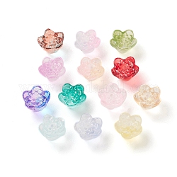 Pulvériser perles de verre transparentes peintes, lotus, couleur mixte, 7.5x11x11.5mm, Trou: 1.2mm