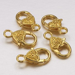 Broches de estilo tibetano garra de langosta corazón, sin plomo y cadmio, dorado, 25.5x14x6mm, agujero: 4 mm