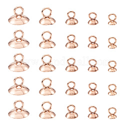 Craftdady 50Pcs 5 Style 304 Stainless Steel Bead Cap Pendant Bails, for Globe Glass Bubble Cover Pendants, Rose Gold, 10pcs/style