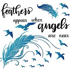 Superdant plume stickers muraux plumes apparaissent quand les anges sont près vinyle autocollant citation inspirante bible dieu anges plume mur art décor cadeaux pour salon chambre