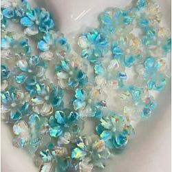 Cabochons della resina luminosi, ab colore, bagliore nel fiore scuro, blu fiordaliso, 23.5x8mm
