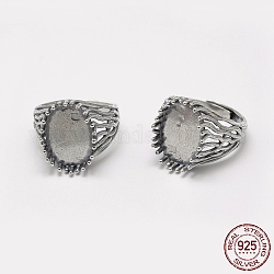 Verstellbare Thailand 925 Fingerringkomponenten aus Sterlingsilber, Oval, Antik Silber Farbe, Fach: 18x13 mm, 19 mm