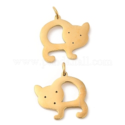 Vacuum Plating 304 Stainless Steel Pendants, with Jump Ring, Fox Charm, Golden, 17.5x18x1.4mm, Hole: 3.2mm