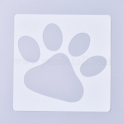 Plastic Painting Stencils, Drawing Template, for Painting on Scrapbook Fabric Tiles Floor Furniture Wood, Dog Paw Prints, White, 15.2x15.2x0.02cm