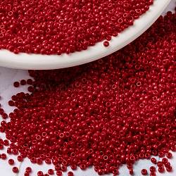 Miyuki runde Rocailles Perlen, japanische Saatperlen, (rr408) undurchsichtig rot, 15/0, 1.5 mm, Bohrung: 0.7 mm, über 5555pcs / Flasche, 10 g / Flasche