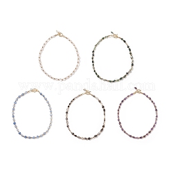Collier de perles de pierres précieuses naturelles et de pépites d'hématite synthétique avec 304 fermoir en acier inoxydable pour femme, 17.13 pouce (43.5 cm)