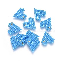 Handgemachte japanische Saatperlen, mit japan import thread, Webstuhl Muster, Herz, Licht Himmel blau, 13.5x13~13.5x2 mm