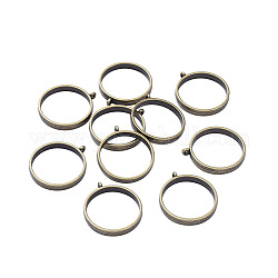 Alloy Open Back Bezel Pendants, For DIY UV Resin, Epoxy Resin, Pressed Flower Jewelry, Round Ring, Antique Bronze, 32.5x28.5x4.5mm, Hole: 2mm, Inner Diameter: 25mm