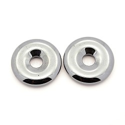 Non-magnetic Synthetic Hematite Pendants, Grade AA, Donut/Pi Disc, Donut Width: 11.5mm, 30x5.5mm, Hole: 7mm