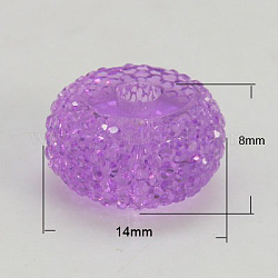Abalorios de resina rondelle, violeta, 14x8mm, agujero: 2 mm