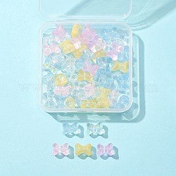 50 pièces galvanoplastie perle de verre transparente, bowknot, couleur mixte, 9.5x12.5x7mm, Trou: 1.2mm