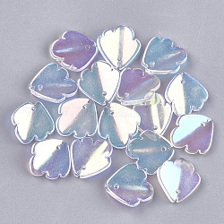 Transparent Glass Pendants, AB Color Plated, Fish, Clear AB, 14.5~15x14.5x4.5mm, Hole: 1mm