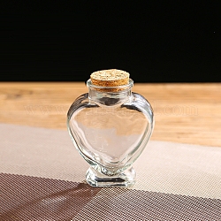Bouteille en verre, souhaitant bouteille, avec bouchon en liège, cœur, clair, 8x10.3 cm, capacité: 160 ml (5.41 oz liq.)