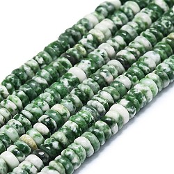 Chapelets de perles en jaspe à pois verts naturels, disque, 6x1~3mm, Trou: 0.8mm, Environ 151 pcs/chapelet, 15.35'' (39 cm)