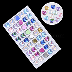 Transparent K9 Glass Cabochons, Flat Back, Heart, Mixed Color, 10x10x4.5mm, about 45pcs/bag