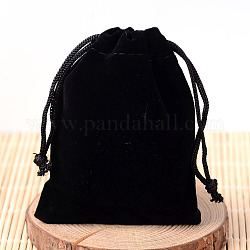 Bolsas de terciopelo rectángulo, bolsas de regalo, negro, 15x10 cm