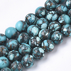 Fili assemblati di diaspro imperiale sintetico e perle di pirite naturale, tinto, tondo, 8mm, Foro: 1 mm, circa 48~49pcs/filo, 15.94 pollice (40.5 cm)