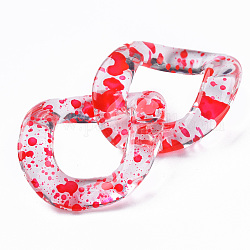 Transparent Acrylic Linking Rings, Quick Link Connectors, for Curb Chains Making, Twist Oval, Red, 40x33x10mm, Inner Diameter: 19x23mm