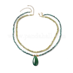 Juegos de collares con colgante de ágata natural para mujer, Collares de cuentas de jade de Malasia natural y jade de Taiwán, 15.94~18.31 pulgada (40.5~46.5 cm), 2 PC / sistema