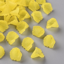 Milchigen Acryl Perlkappen, Blume, Gelb, 12x12x9 mm, Bohrung: 1.2 mm, ca. 1700 Stk. / 500 g
