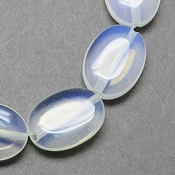 Flache ovale Opalit-Perlenstränge, Alice blau, 18x13x6 mm, Bohrung: 2 mm, ca. 22 Stk. / Strang, 15.7 Zoll