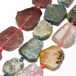 Природные смешанные камень бисер пряди, плоские бусины для плит, самородки, разноцветные, 29~42x25~34x6~8 мм, отверстие : 2 мм, около 9~10 шт / нитка, 15.7 дюйм (40 см)