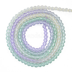 Chapelets de perles en verre transparente  , perles multicolores segmentées, ronde à facettes, lilas, 2mm, Trou: 0.6mm, Environ 194~199 pcs/chapelet, 14.49 pouce ~ 14.61 pouces (36.8~37.1 cm)