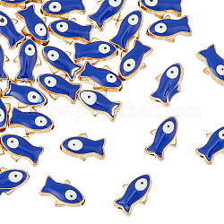 Dicosmetic 30 個魚ビーズバルク合金エナメル青い魚ビーズゴールドメッキ小さな魚チャームスペーサービーズかわいい小さな魚ビーズジュエリーアクセサリー diy のジュエリーメイキングのため  穴：1.8mm