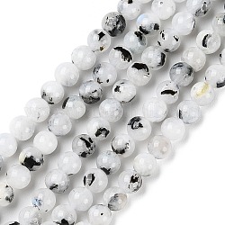 Brins de perles de pierre de lune arc-en-ciel naturel, ronde, 4mm, Trou: 0.6mm, Environ 92 pcs/chapelet, 15.51'' (39.4 cm)