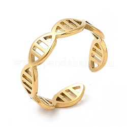 Placcatura ionica (ip) 201 anello in acciaio inossidabile, anello del polsino aperto, anello con struttura a doppia elica molecola di DNA per uomo donna, vero placcato oro 18k, misura degli stati uniti 6 1/4 (16.7mm)