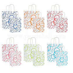 Nbeads 36Pcs 12 Styles Rectangle Bubble Paper Gift Bags, Shopping Bags with Handles, Mixed Color, 30~36cm, Finished Product: 22~26.5x16~22.2x8~10cm, 3pcs/style