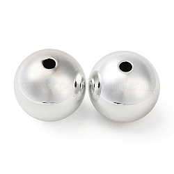 Perles acryliques plaquées, ronde, Plaqué Argent, 20mm, Trou: 3mm