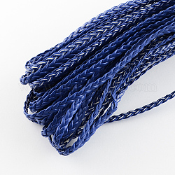 Плетеные имитация кожаные шнуры, фурнитура елочки для браслета, темно-синий, 5x2 мм, около 109.36 ярда (100 м) / пачка