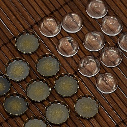 9.5~10 millimetro copertura in vetro trasparente cabochon cupola per piatto foto DIY che fanno ottone cabochon tondo, cadmio & nichel &piombo libero, bronzo antico, cabochon: 11 mm, vassoio: 10mm