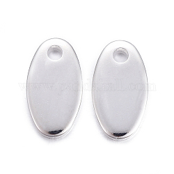 201 Stainless Steel Charms, Stamping Blank Tag, Oval, Silver Color Plated, 9x5x1mm, Hole: 1mm