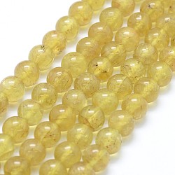 Perles d'apatite jaune naturel, ronde, 8mm, Trou: 0.8mm, Environ 50 pcs/chapelet, 15.75 pouce (40 cm)