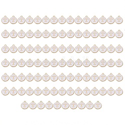 Позолоченные подвески из эмалевого сплава, эмалированные блестки, плоско-круглые, белые, letter.t, 14x12x2 мм, отверстие : 1.5 мм, 100 шт / коробка