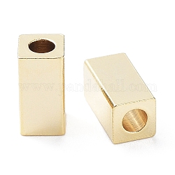 304 perline in acciaio inossidabile, cuboide, vero placcato oro 24k, 8x4x4mm, Foro: 2 mm