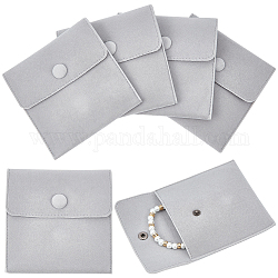 Квадратные бархатные сумки для ювелирных изделий Beebeecraft, на кнопках, светло-серые, 10x10x1 см