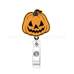 Porta badge retrattili a clip in feltro di lana a tema Halloween, i titolari di carte di tag, bobina di badge, zucca, 85mm
